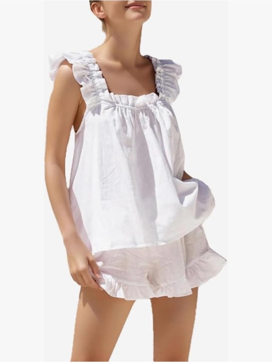 Other - White Ruffled Women's Sleepwear Set